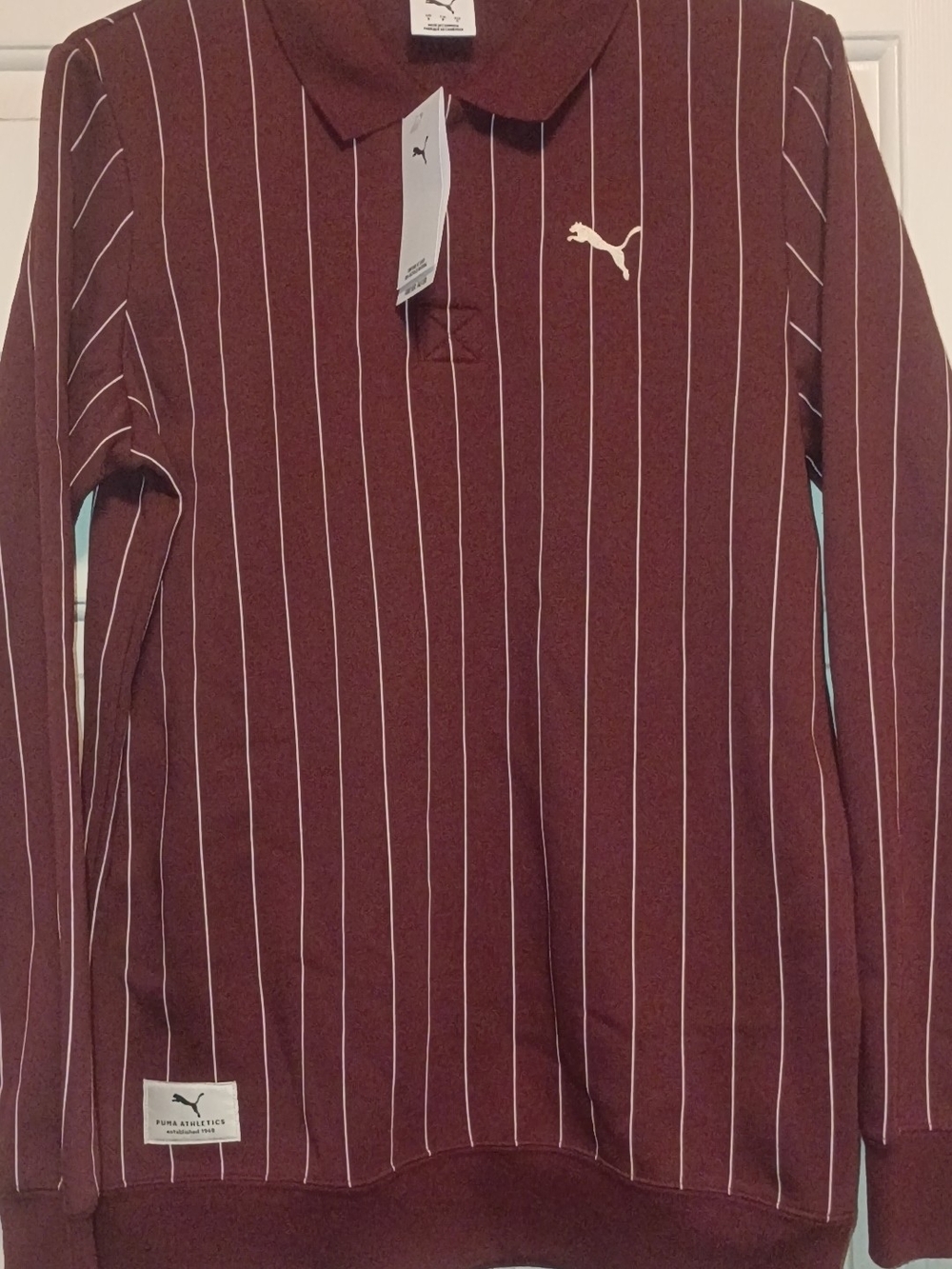 Puma Burgundy Pinstripe Long Sleeve Sweatshirt